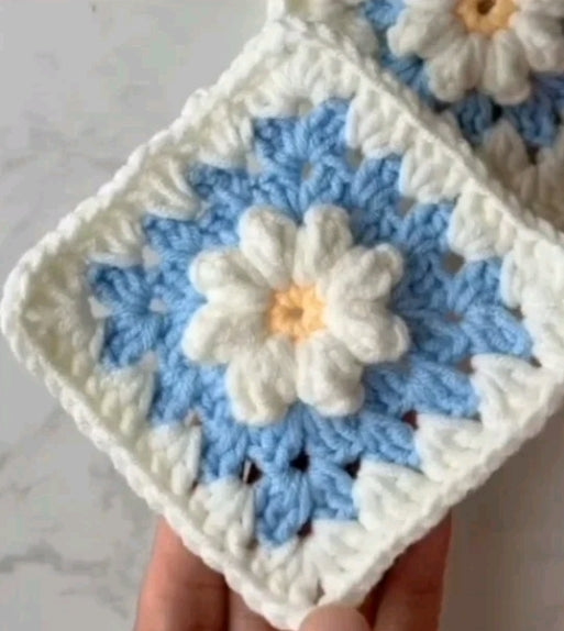 Daisy Granny Square Crochet Pattern-crochet pattern for bag-crochet pattern for beginner-3D Flower Crochet pattern-crochet blanket pattern