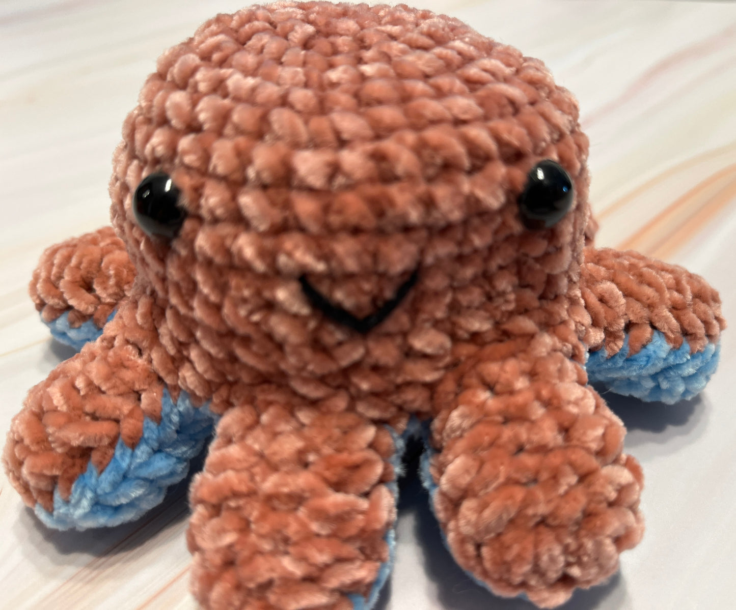 Crochet Orange-Blue Reversible Octopus, animal toy, handmade gift