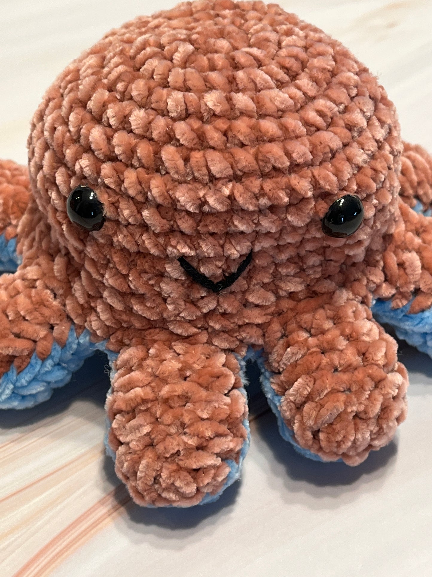 Crochet Orange-Blue Reversible Octopus, animal toy, handmade gift