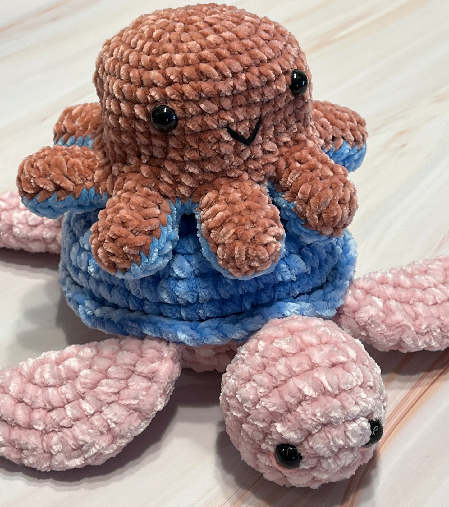 Crochet Orange-Blue Reversible Octopus, animal toy, handmade gift
