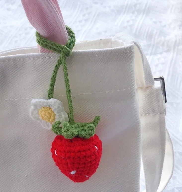 Strawberry hanging decor, Mirror Hanging Car Accessories, car crochet flower, car mirror hanging, crochet hanging, handmade gift