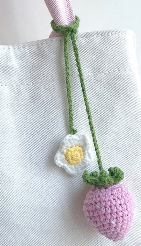 Strawberry hanging decor, Mirror Hanging Car Accessories, car crochet flower, car mirror hanging, crochet hanging, handmade gift