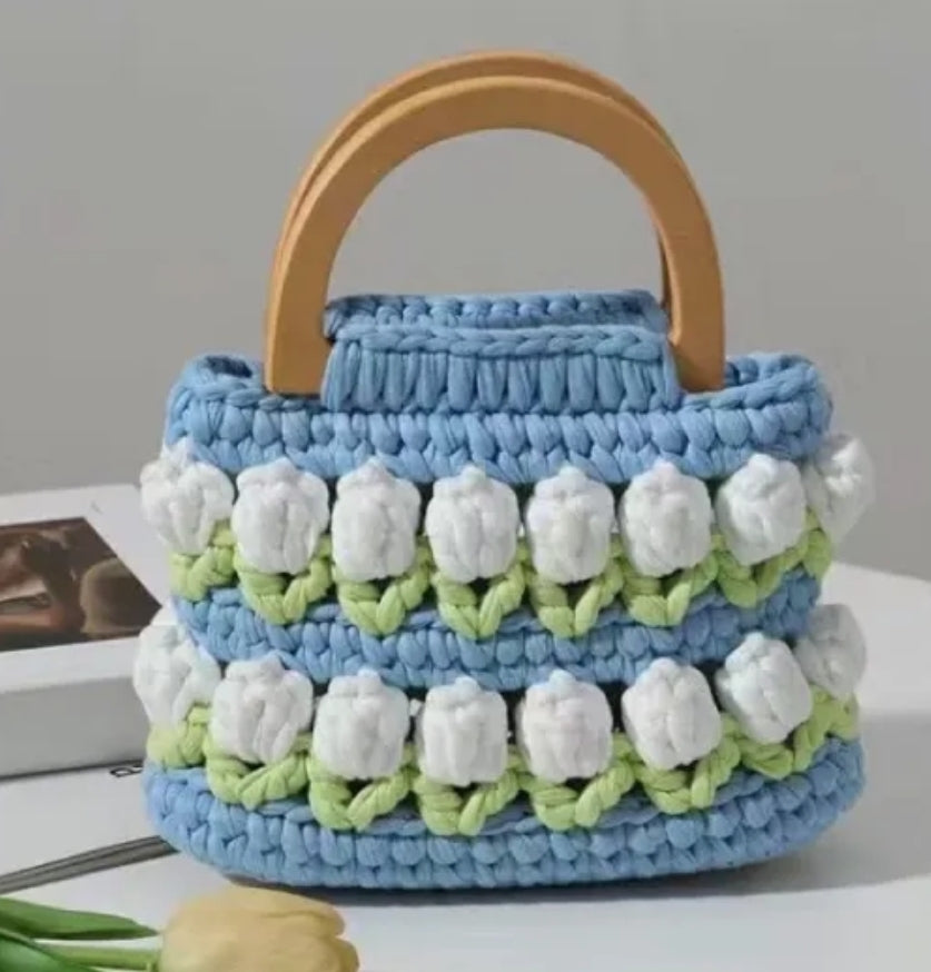 Bag Crochet patterns Bundle 2 in 1--Tulip bag crochet pattern--Tote bag crochet pattern--Handmade flower bag pattern