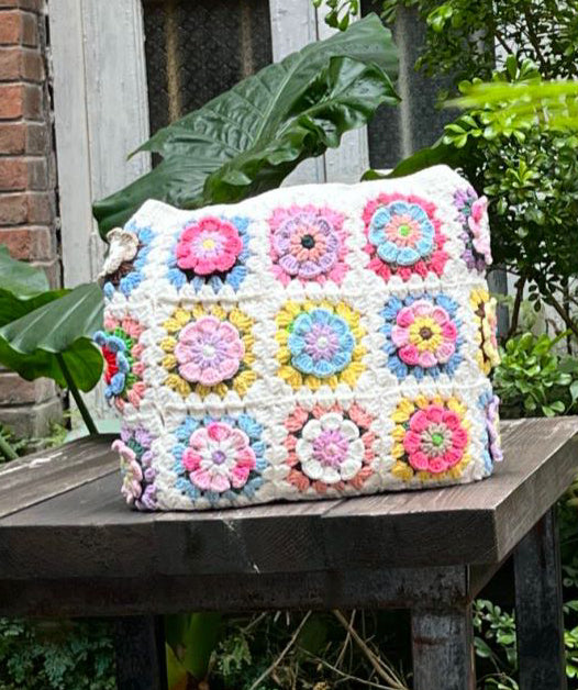 Crochet Granny Sqaure Bag, Amigurumi Flower Tote Purse for Girls, Handmade Shoulder Bag, handmade gift