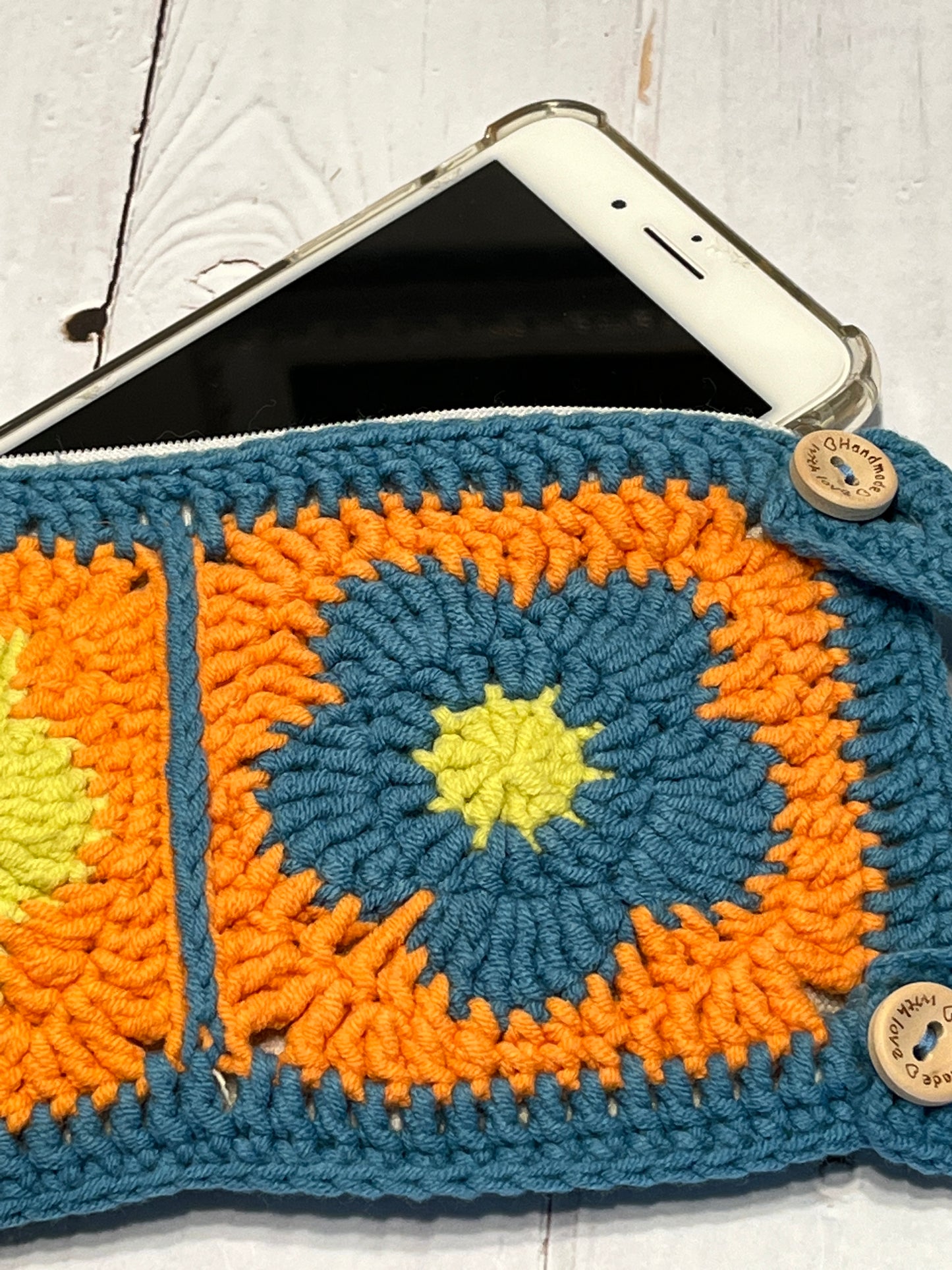 Handmade Flower Crochet Phone Bag, Handmade Flower Purse, Handmade Cosmetic Bag, handmade gift