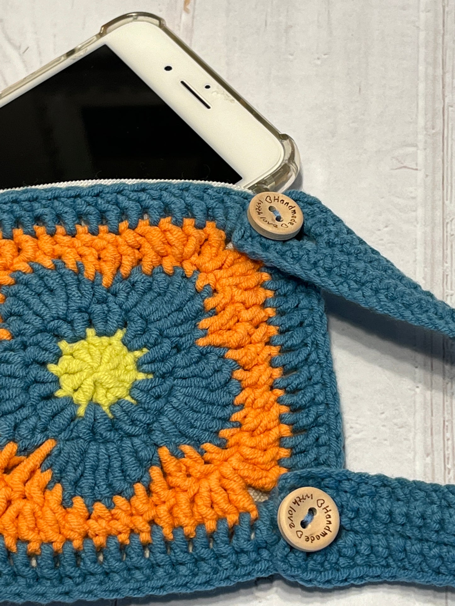 Handmade Flower Crochet Phone Bag, Handmade Flower Purse, Handmade Cosmetic Bag, handmade gift