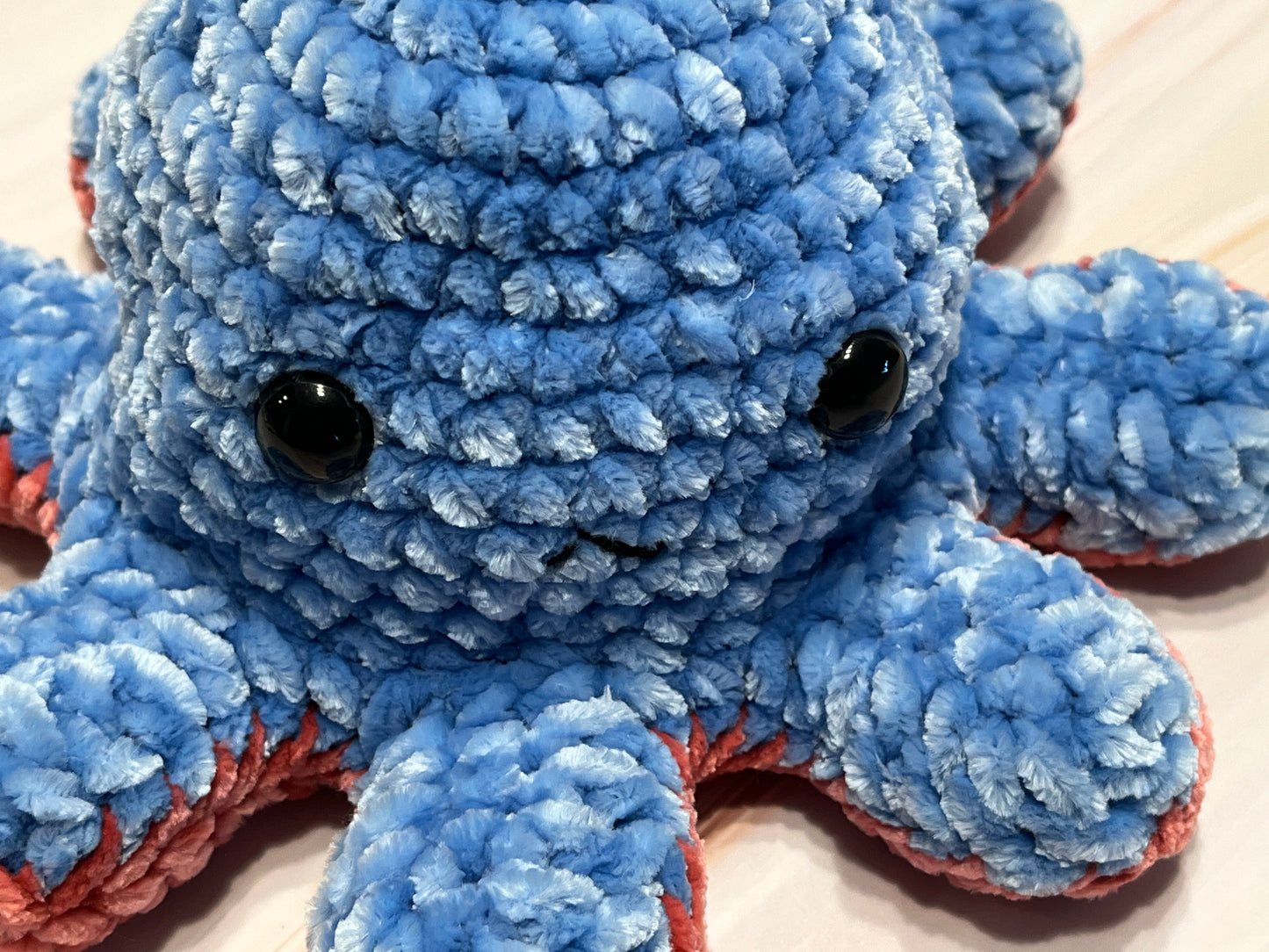 Crochet Orange-Blue Reversible Octopus, animal toy, handmade gift