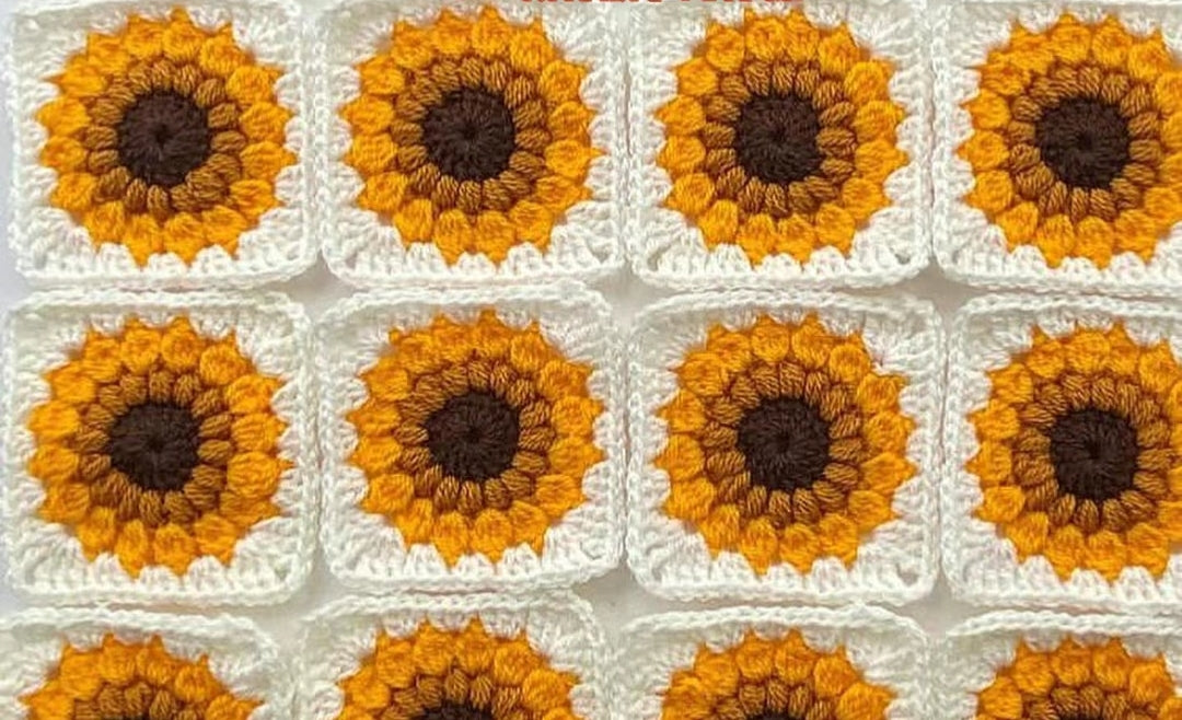 Sunflower Granny Square Crochet Pattern--Amigurumi crochet pattern for bag--crochet pattern for beginner