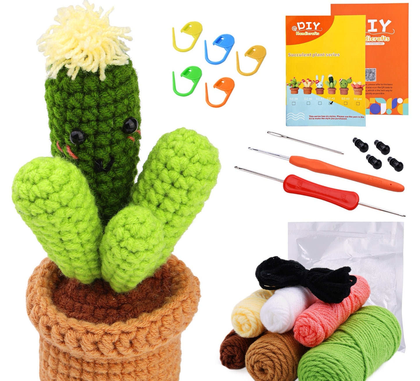 Handmade Cactus Pot DIY Crochet Kit, cactus lover gift, Beginner Kit, Mother's Day Gift, Mothers Day Anniversary Gift