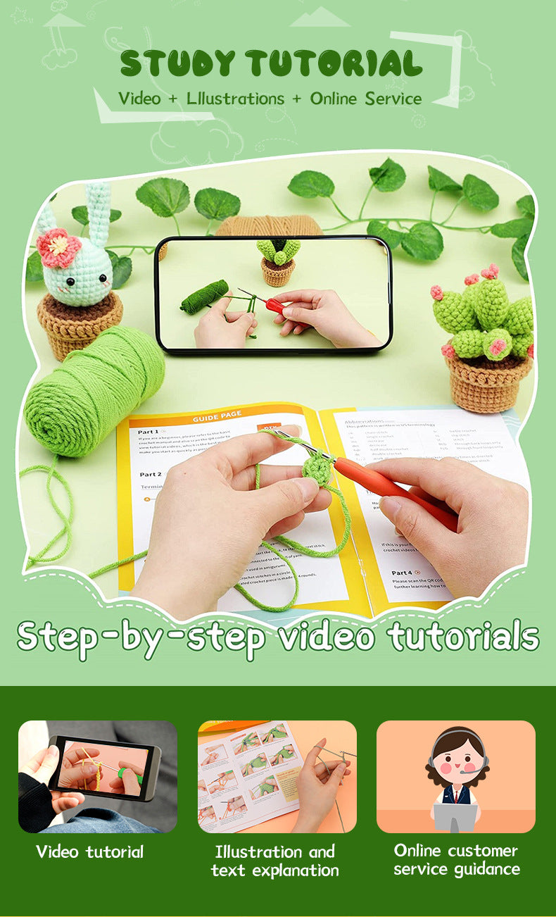 Handmade Cactus Pot DIY Crochet Kit, cactus lover gift, Beginner Kit, Mother's Day Gift, Mothers Day Anniversary Gift
