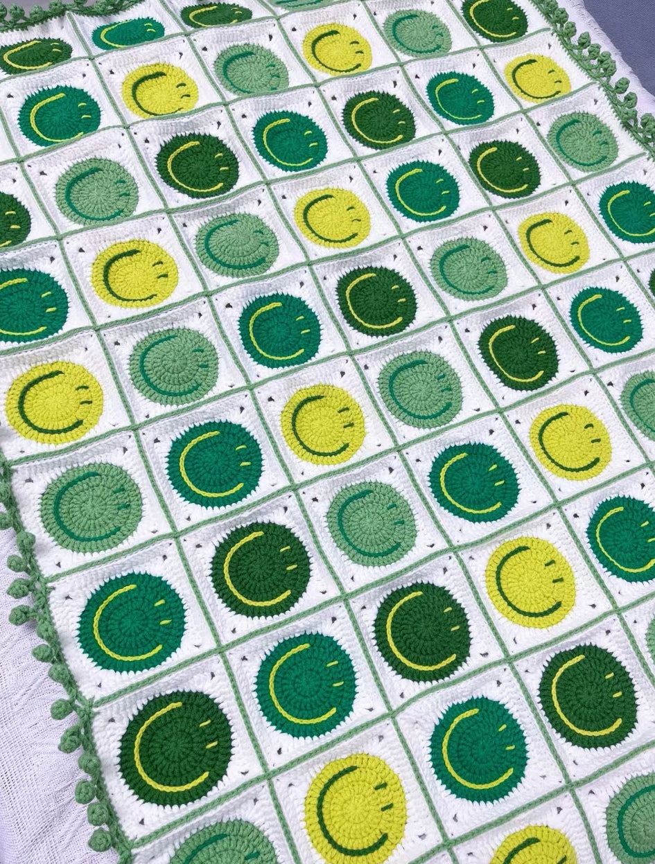 Smiley Face Granny Square Blanket Crochet Pattern, Baby Blanket Crochet Pattern, Cute Earphone Bag Pattern, Coin Purse Pattern, Digital Download PDF