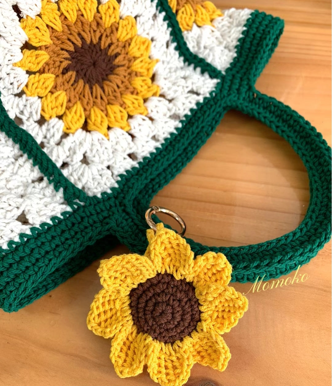 Sunflower Granny Square Handbag, handmade gift