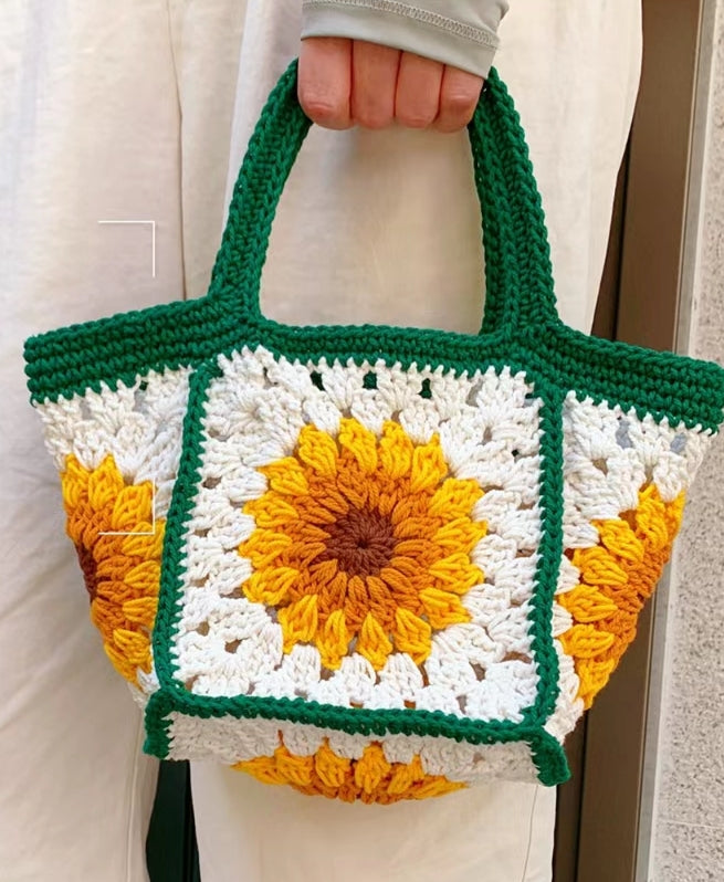Sunflower Granny Square Handbag, handmade gift