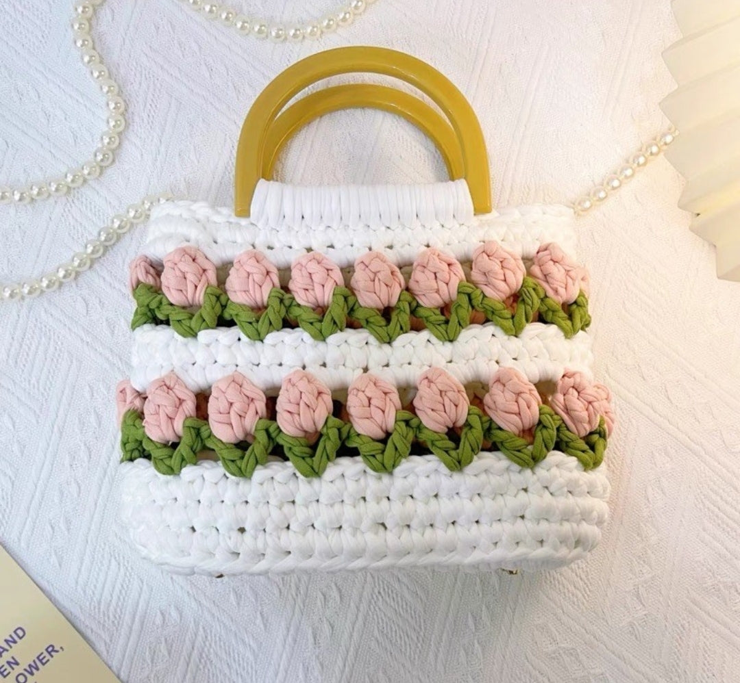 Bag Crochet patterns Bundle 2 in 1--Tulip bag crochet pattern--Tote bag crochet pattern--Handmade flower bag pattern
