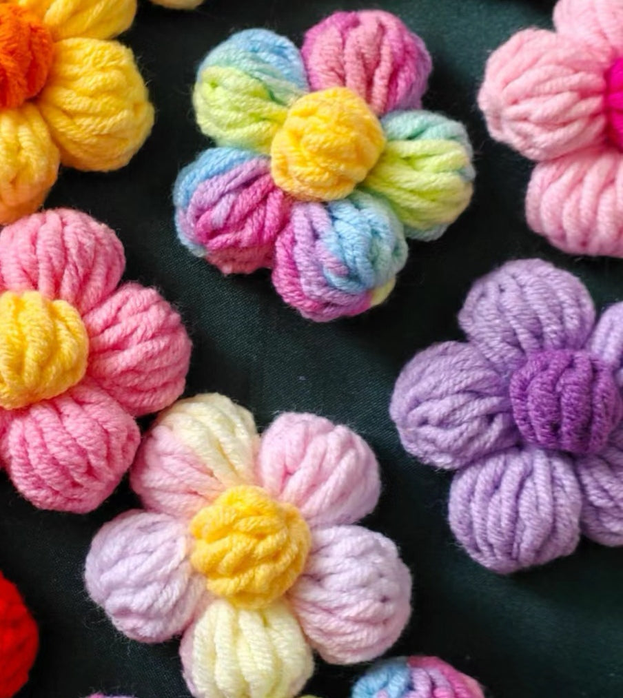 Crochet Puff Flower Pattern, Crochet Puff Stitch Pattern, Crochet Easy Flower Tutorial, Crochet DIY Yarn Puff Stitch Flower Pattern