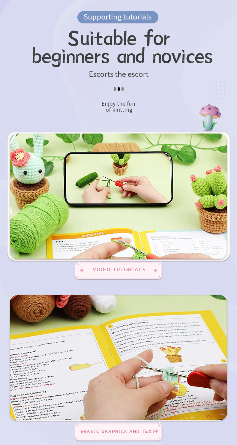 Handmade Cactus Pot DIY Crochet Kit, cactus lover gift, Beginner Kit, Mother's Day Gift, Mothers Day Anniversary Gift