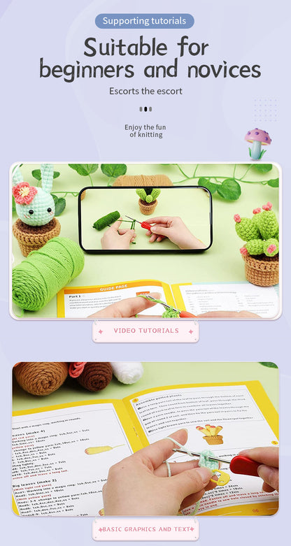 Handmade Cactus Pot DIY Crochet Kit, cactus lover gift, Beginner Kit, Mother's Day Gift, Mothers Day Anniversary Gift