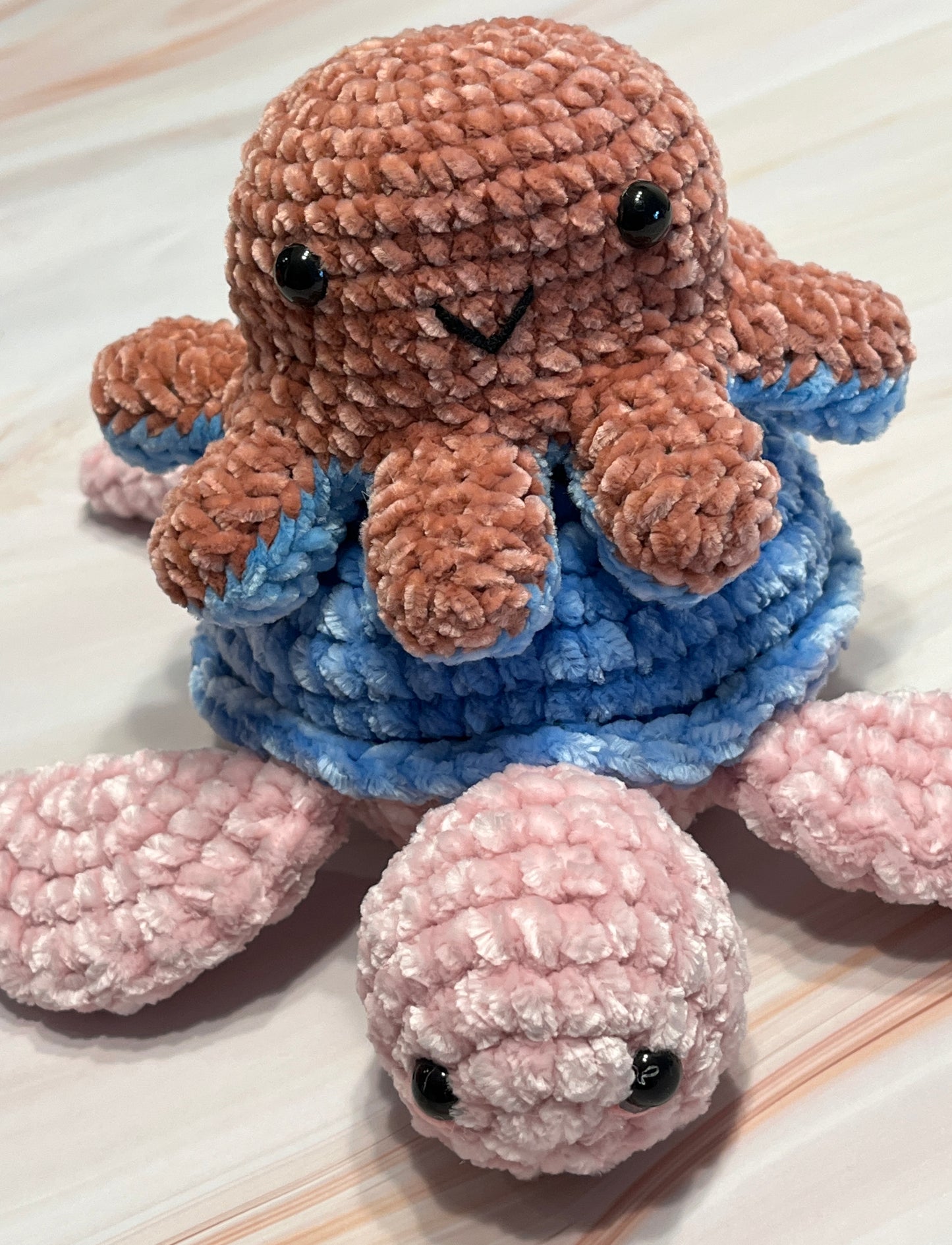 Crochet Orange-Blue Reversible Octopus, animal toy, handmade gift