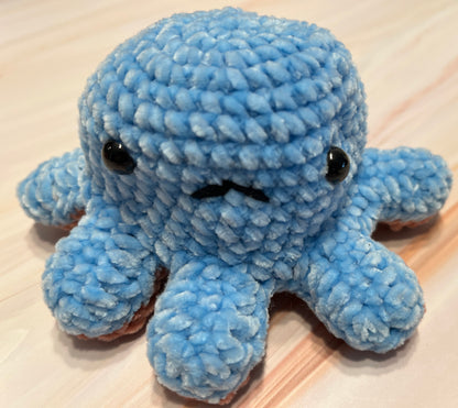Crochet Orange-Blue Reversible Octopus, animal toy, handmade gift