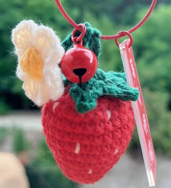 Strawberry crochet pattern--hanging decor--bag decor--keychain