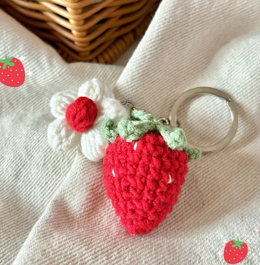 Strawberry crochet pattern--hanging decor--bag decor--keychain