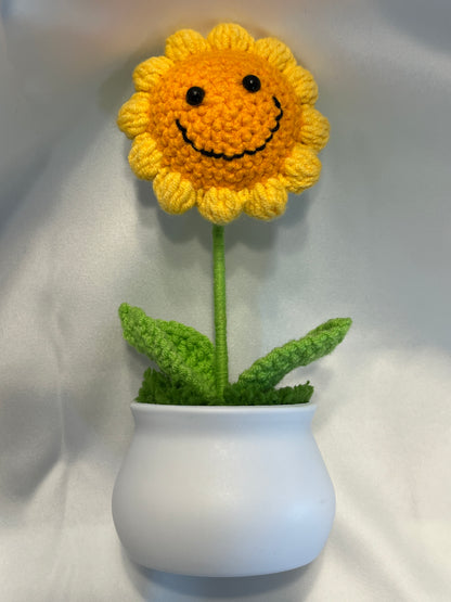Crochet Sunflowers in Plant Pot - Cute Home Decor and Office Desk Accessory, Gift Idea for Her, Knitted Sunflower, Crochet Sunflower, motivational affirmations, positive daily reminders