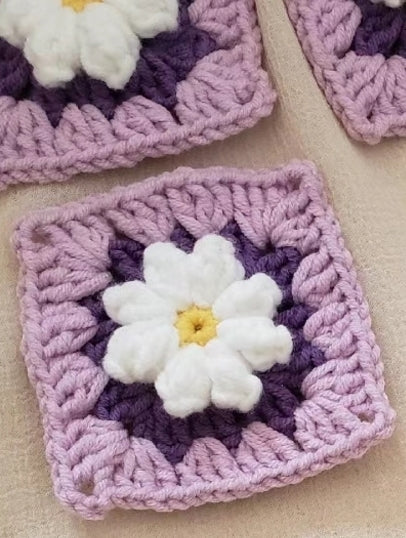 Daisy Granny Square Crochet Pattern-crochet pattern for bag-crochet pattern for beginner-3D Flower Crochet pattern-crochet blanket pattern