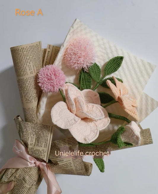 Crochet Flowers Bouquet, Handmade Gift, Rose, Tulip, Dandelion, Christmas gift, Home Decor, Finished Product, Birthday, Girlfriend, Mom, Grandma, Gift For Her, Graduation