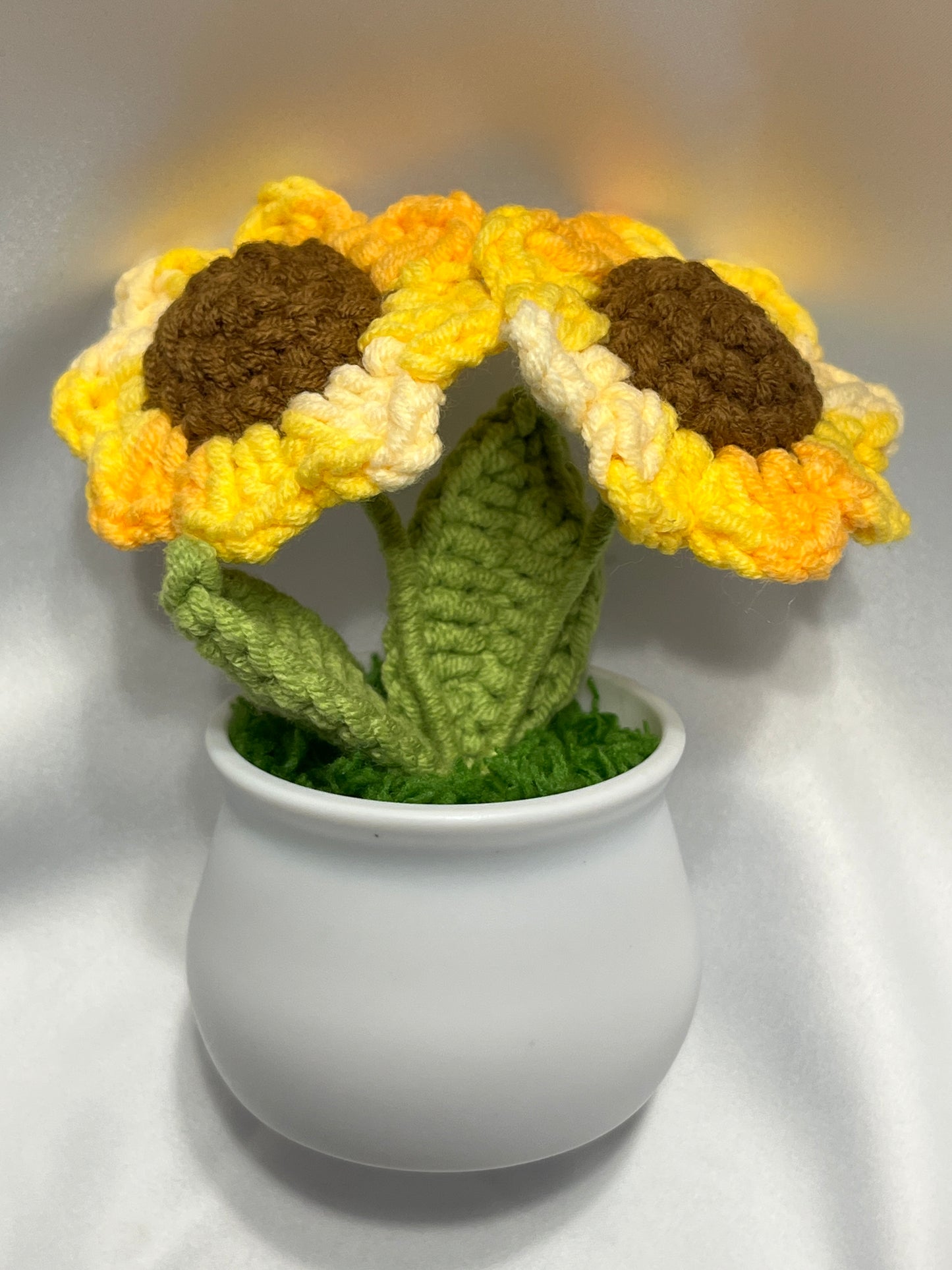 Crochet Sunflowers in Plant Pot - Cute Home Decor and Office Desk Accessory, Gift Idea for Her, Knitted Sunflower, Crochet Sunflower, motivational affirmations, positive daily reminders