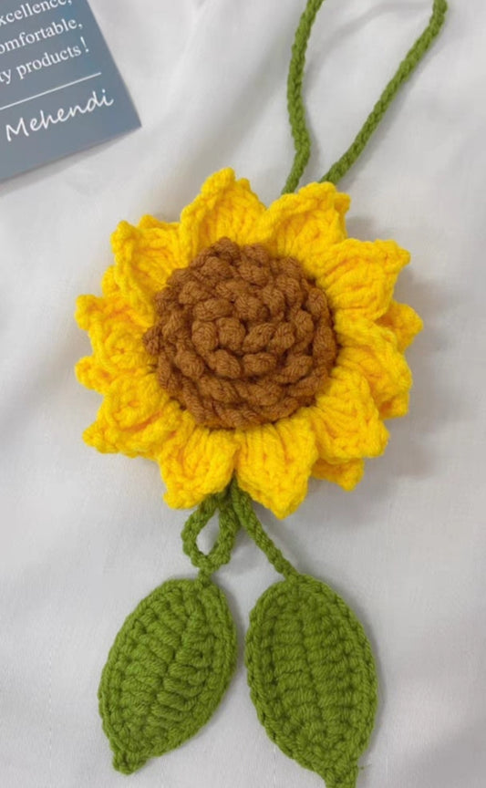 Sunflower Crochet Pattern--Amigurumi flower crochet pattern--flower crochet pattern--home decor--bag decor--car decor