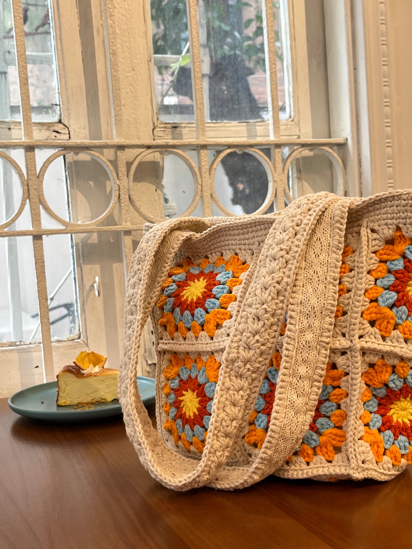 Crochet Granny Square Bag, Vintage Style, handmade gift
