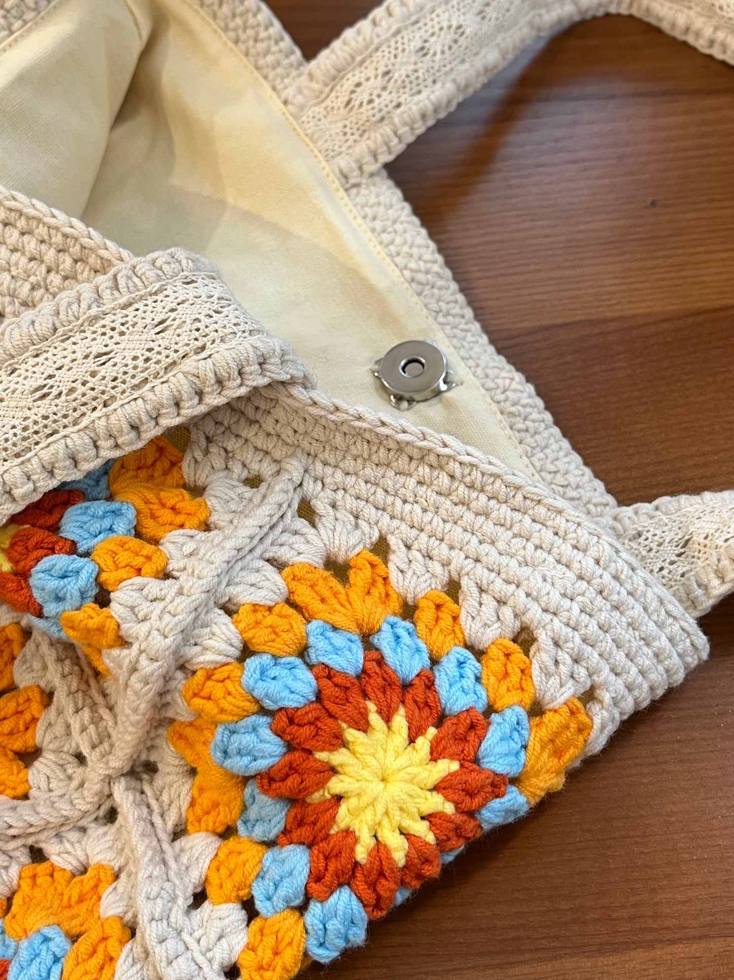 Crochet Granny Square Bag, Vintage Style, handmade gift