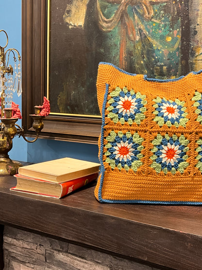Large Brown Granny Square Bag, Vintage Style, handmade gift