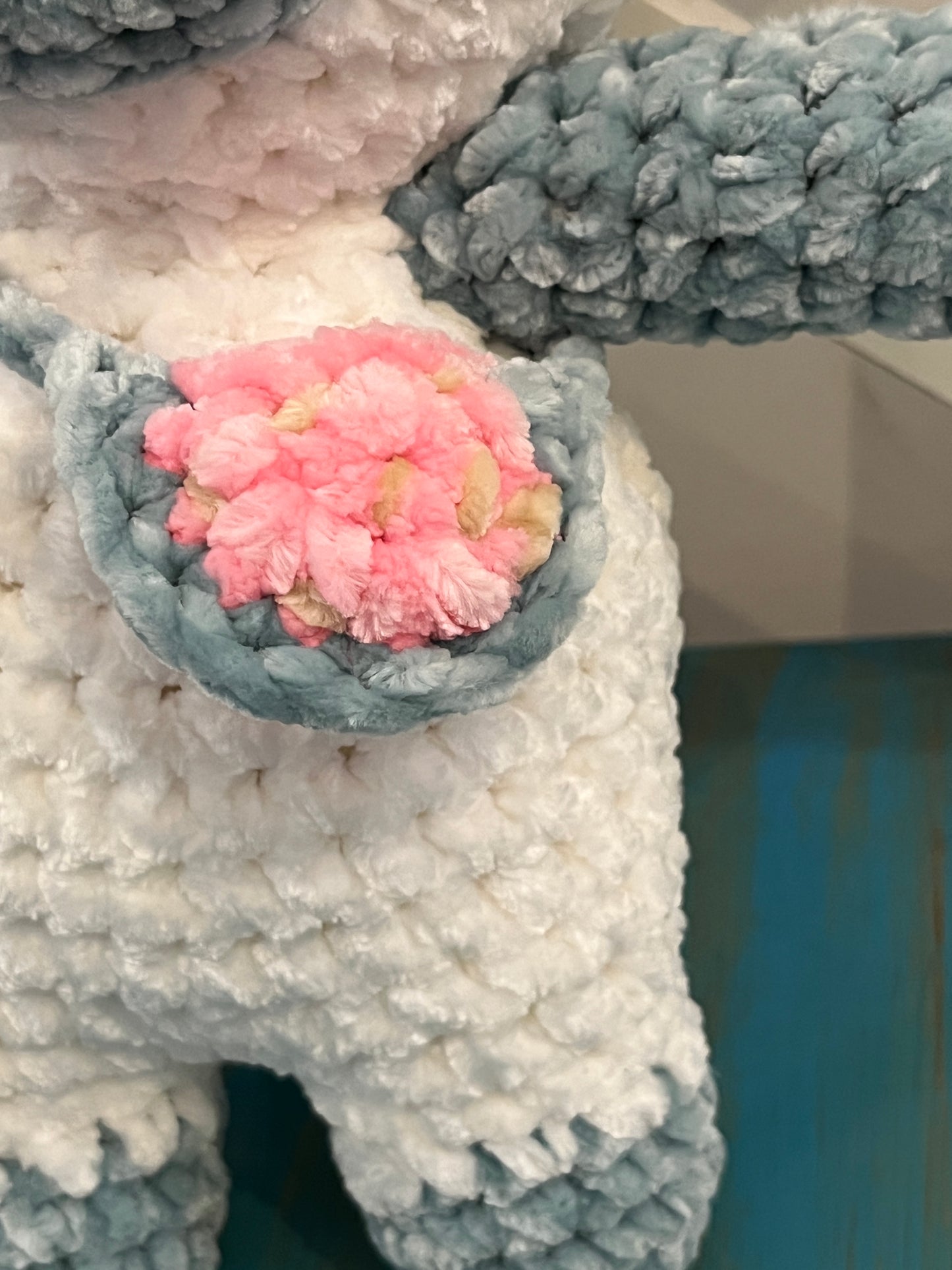 Crochet Ocean Blue Cow, Farm animal toy, Handmade gift