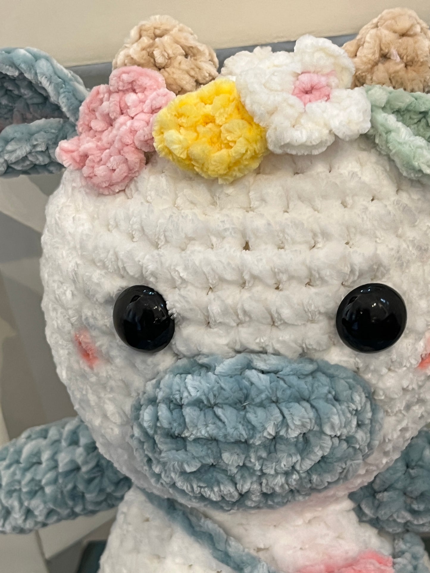 Crochet Ocean Blue Cow, Farm animal toy, Handmade gift