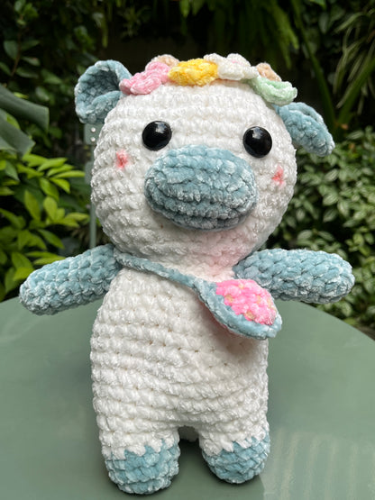 Crochet Ocean Blue Cow, Farm animal toy, Handmade gift
