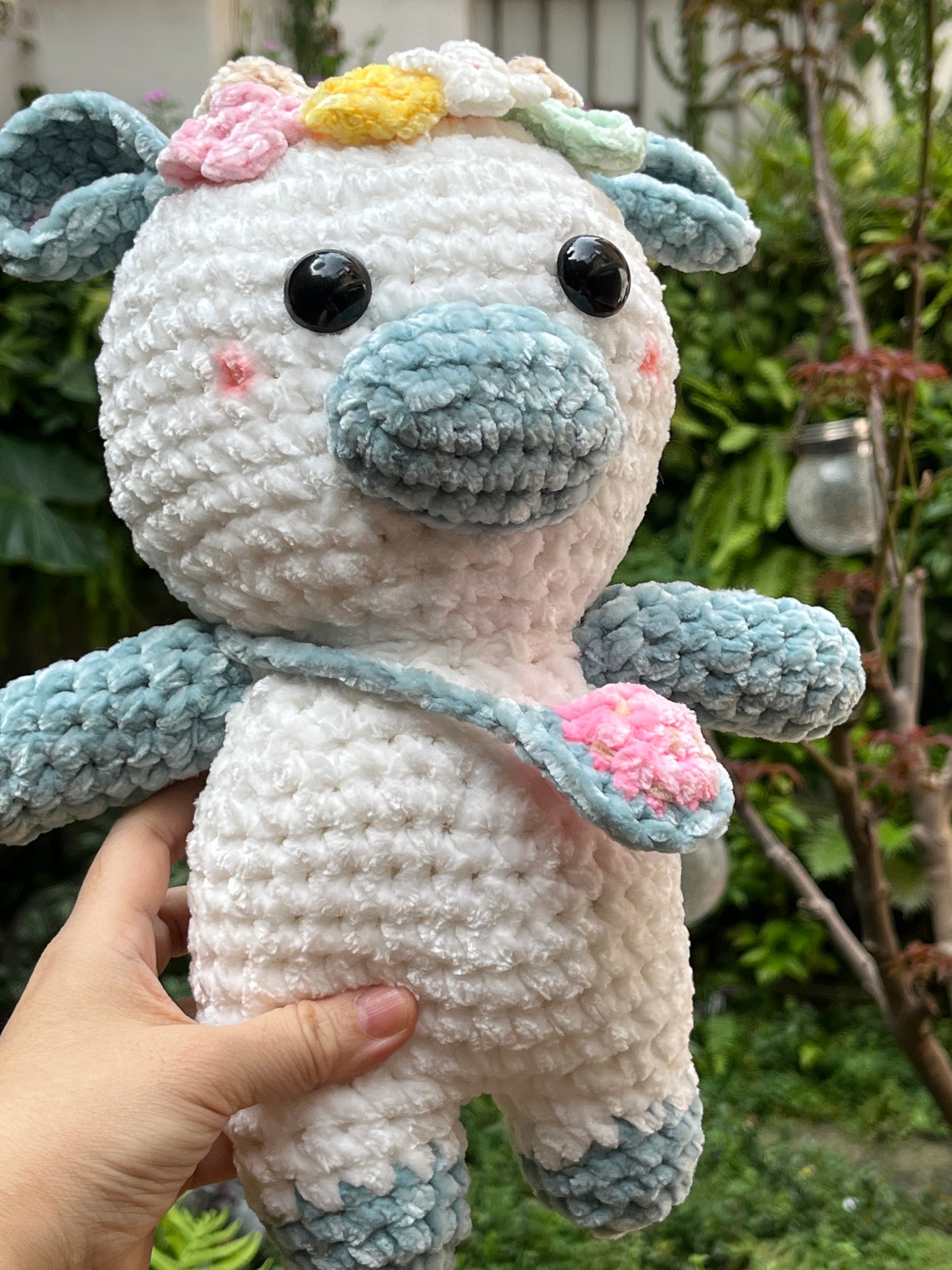 Crochet Ocean Blue Cow, Farm animal toy, Handmade gift