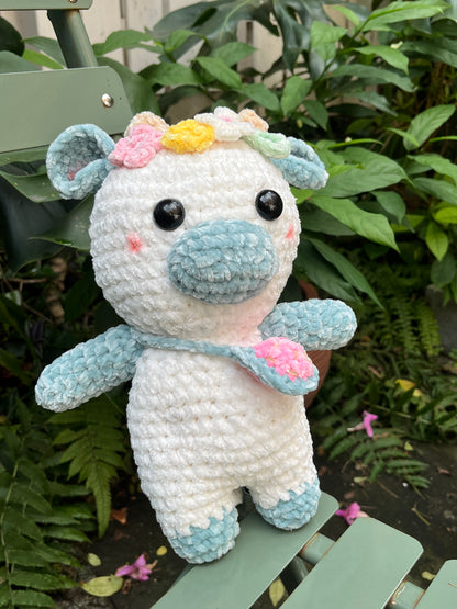 Crochet Ocean Blue Cow, Farm animal toy, Handmade gift