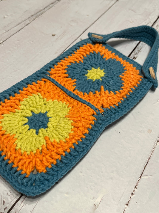 Handmade Flower Crochet Phone Bag, Handmade Flower Purse, Handmade Cosmetic Bag, handmade gift