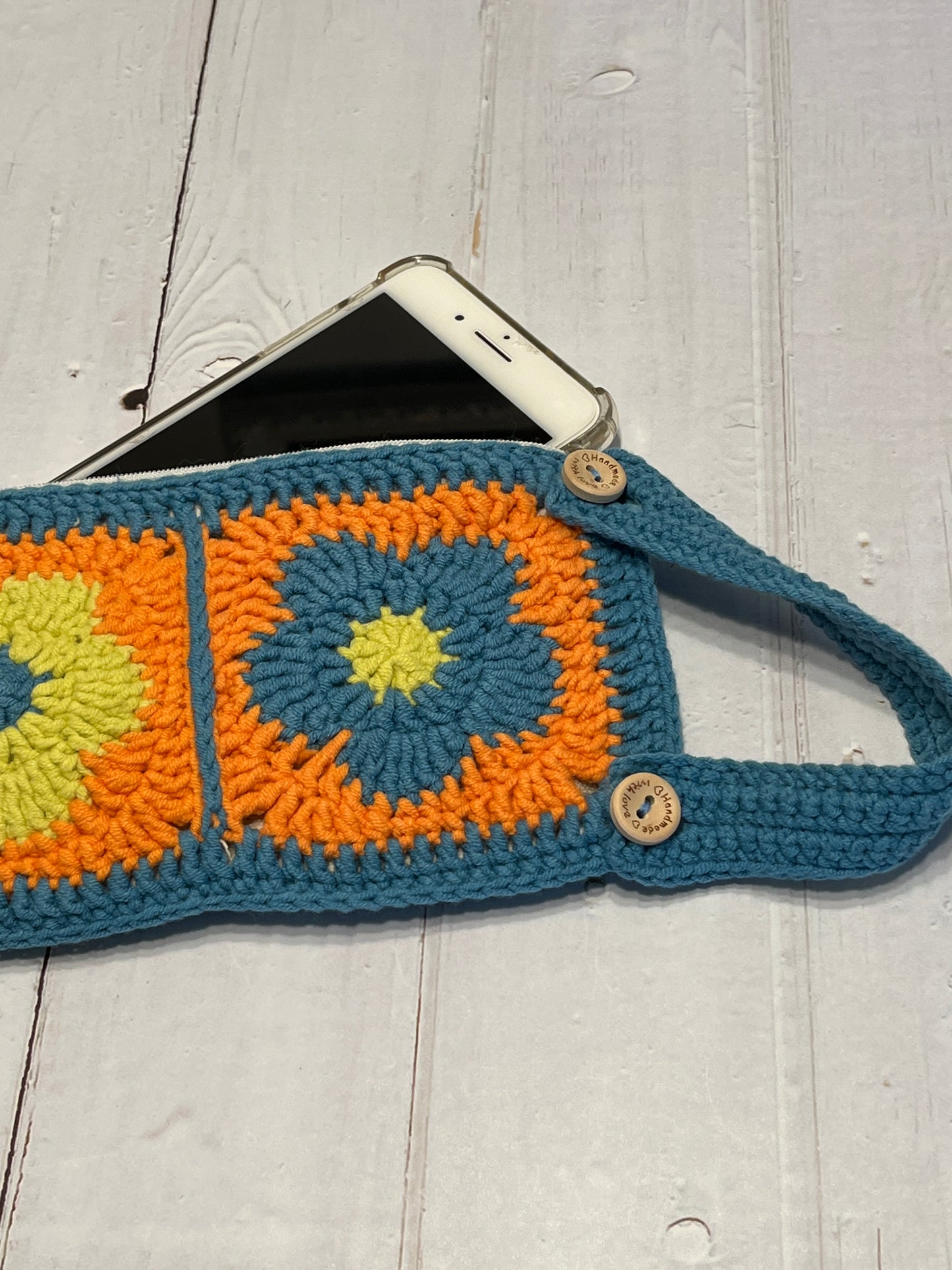 Handmade Flower Crochet Phone Bag, Handmade Flower Purse, Handmade Cosmetic Bag, handmade gift