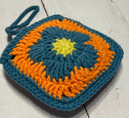 Cute Crochet Flower Headphone Bag, Crochet Phone Bag, Accessory Small Purse,  change pouch, handmade gift