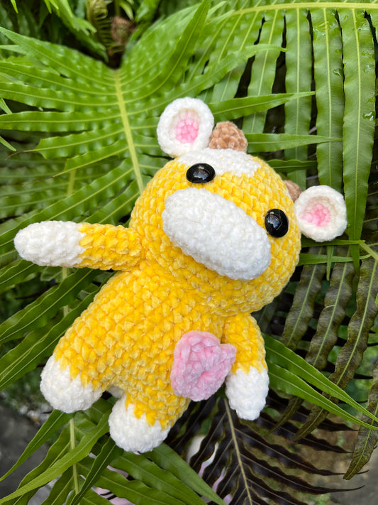 Small Yellow crochet cow, Farm animal toy, Handmade gift