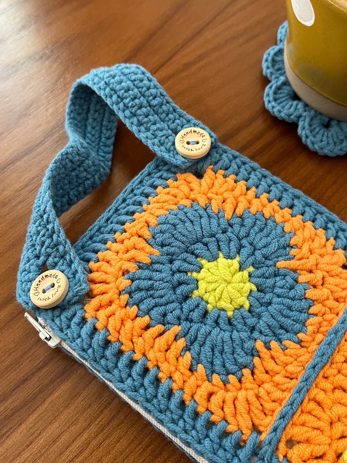 Handmade Flower Crochet Phone Bag, Handmade Flower Purse, Handmade Cosmetic Bag, handmade gift