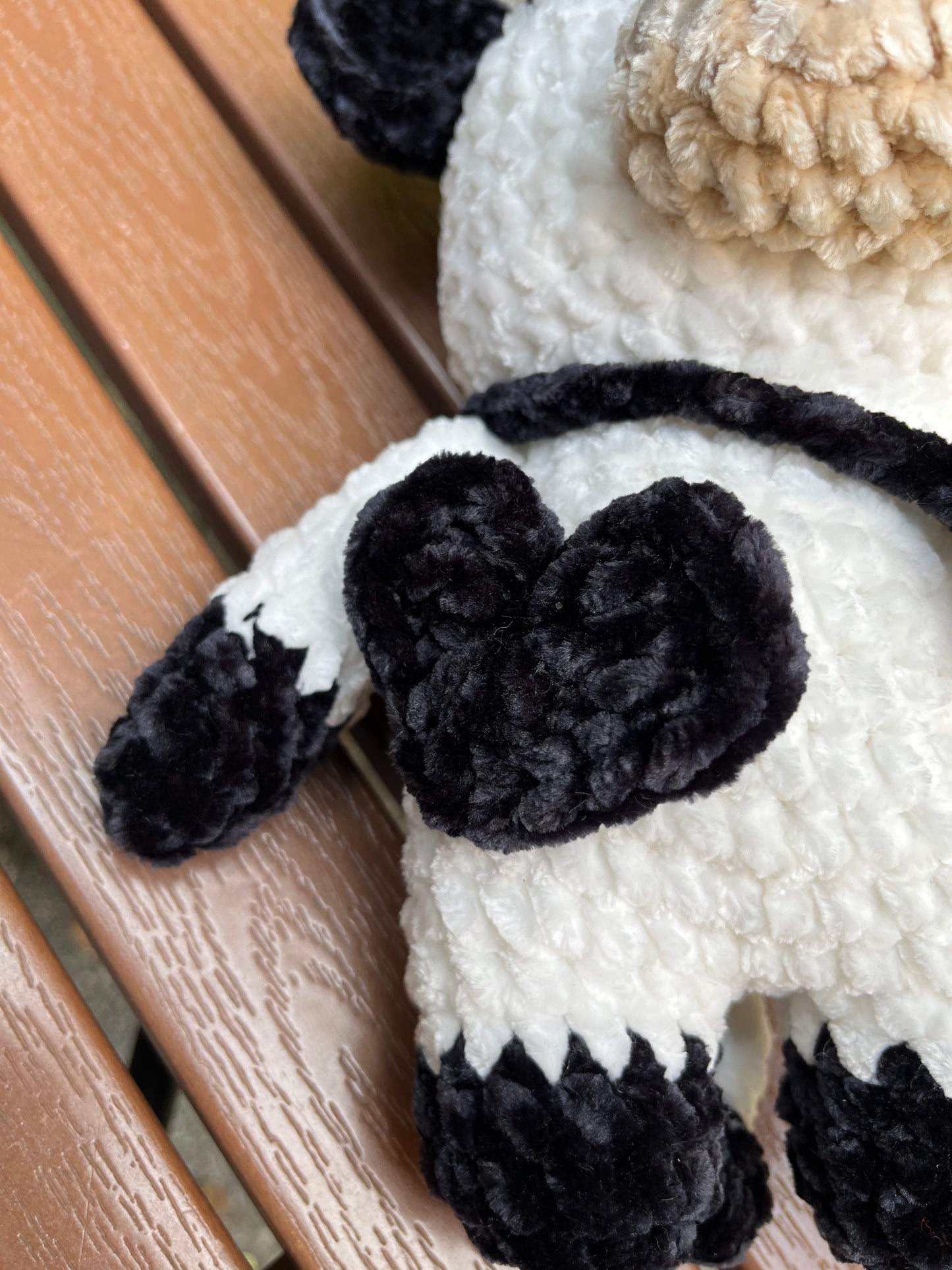 Black-white crochet cow, Farm animal toy, Handmade gift