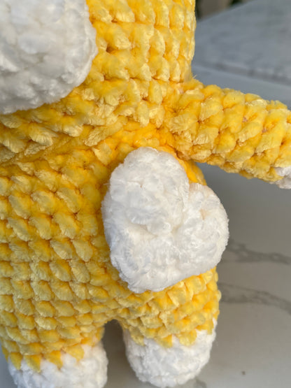 Yellow crochet cow, Farm animal toy, handmade gift
