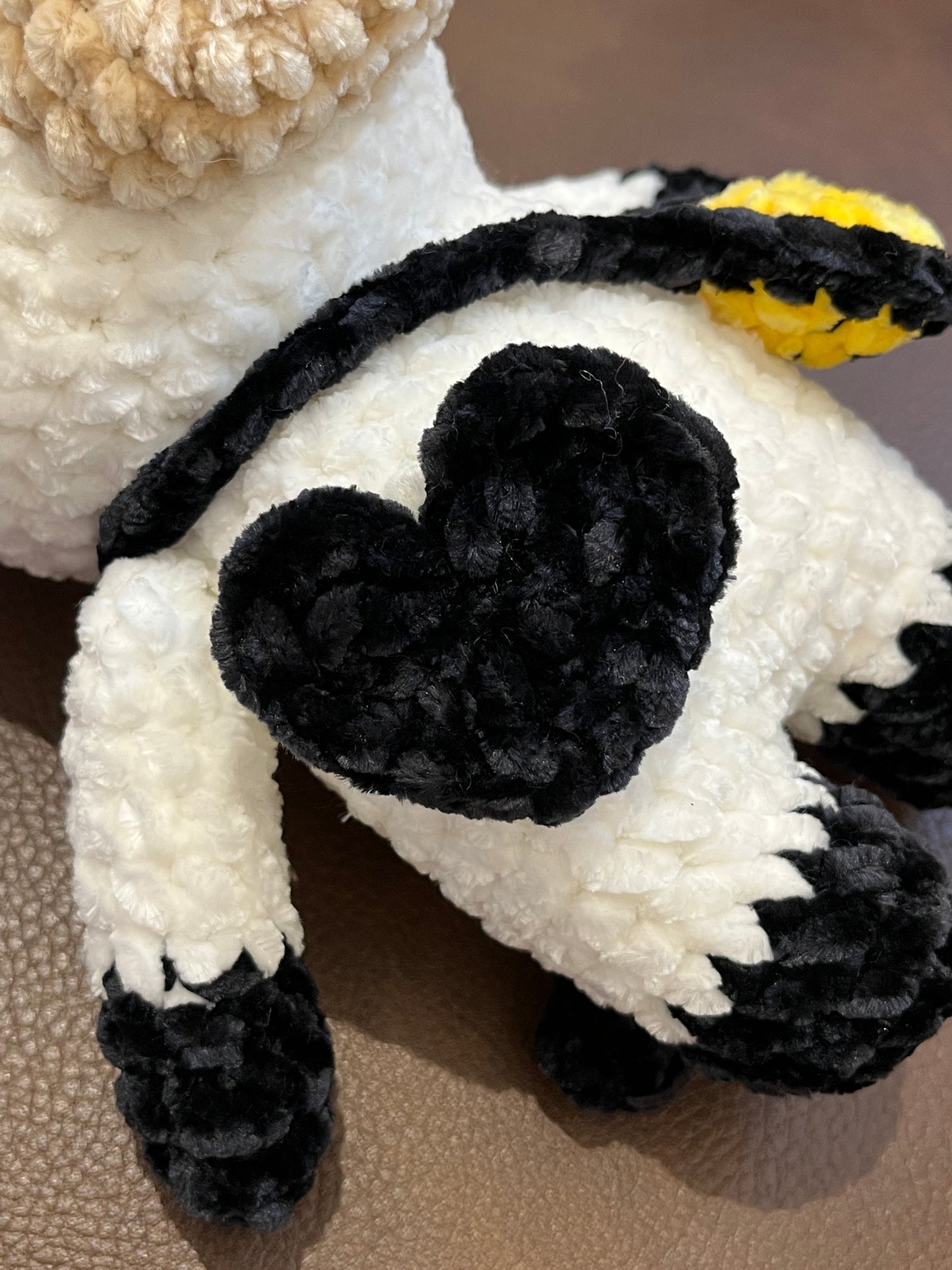Black-white crochet cow, Farm animal toy, Handmade gift