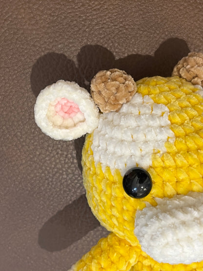 Small Yellow crochet cow, Farm animal toy, Handmade gift