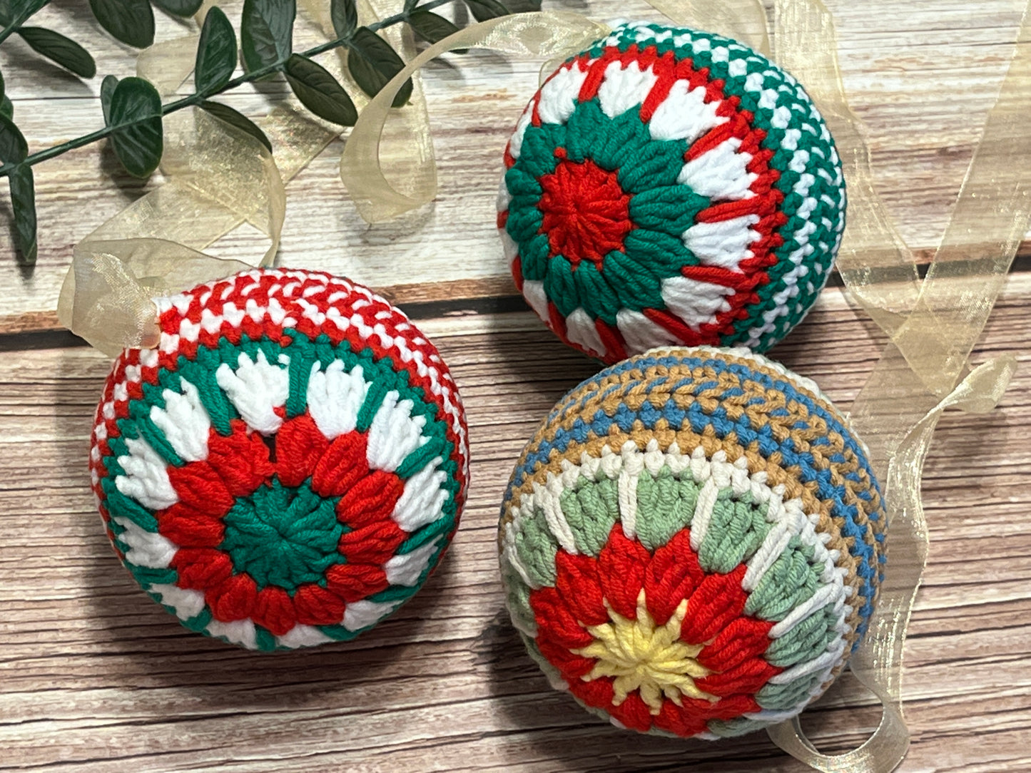 Christmas crochet ornaments set, Christmas crochet ball set, crochet Christmas Decorations