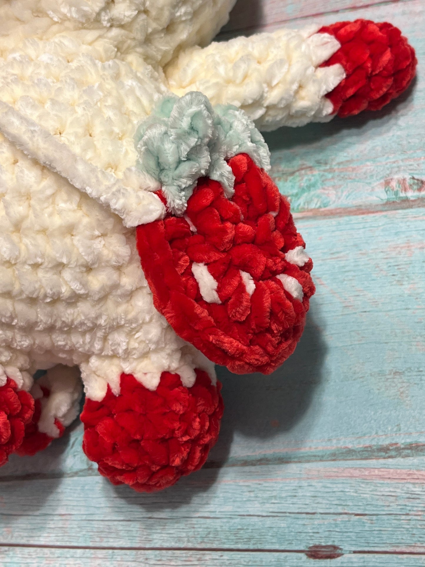 Strawberry crochet cow, Farm animal toy, handmade gift