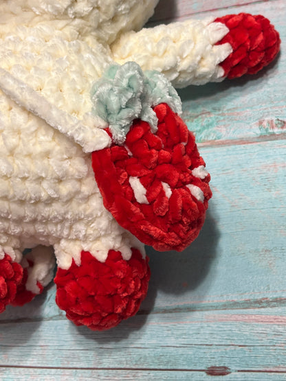 Strawberry crochet cow, Farm animal toy, handmade gift
